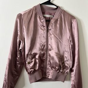 Pink silk varsity jacket